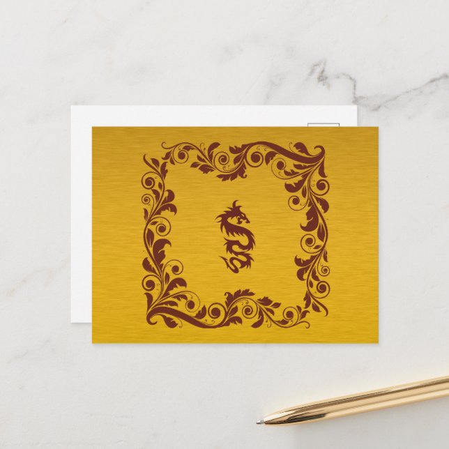 Chinese Dragon, Red Dragon, Fantasy, Mythology Postcard (Front/Back In Situ)