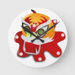chinese dragon round clock