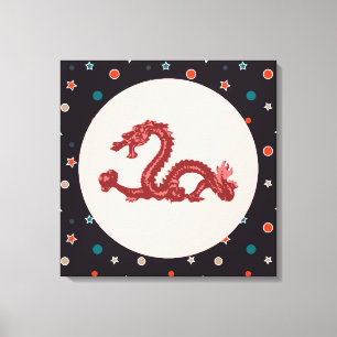 Chinese Dragon Star Pattern Fantasy Art Canvas Print