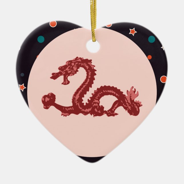Chinese Dragon Star Pattern Fantasy Art Ceramic Tree Decoration (Front)