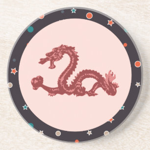 Chinese Dragon Star Pattern Fantasy Art Coaster
