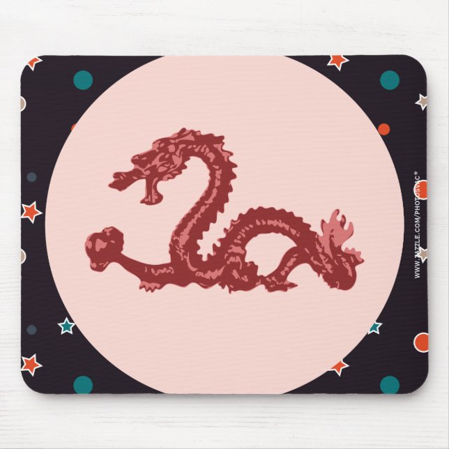 Chinese Dragon Star Pattern Fantasy Art Mouse Pad (Front)