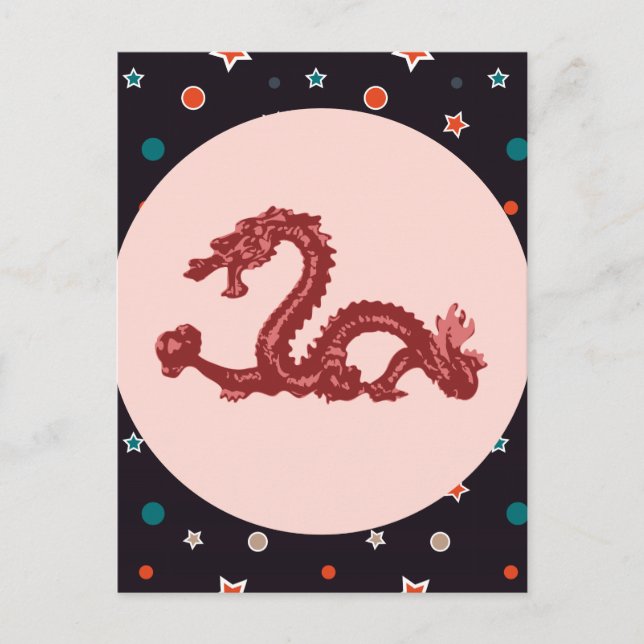 Chinese Dragon Star Pattern Fantasy Art Postcard (Front)