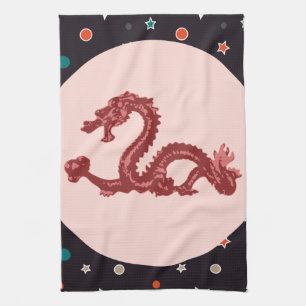 Chinese Dragon Star Pattern Fantasy Art Tea Towel