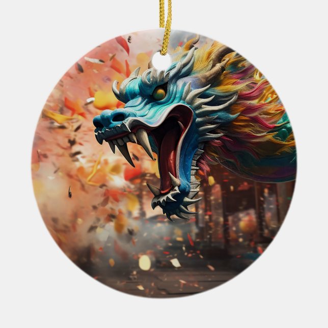 chinese dragon symbol 2024 ceramic tree decoration (Front)