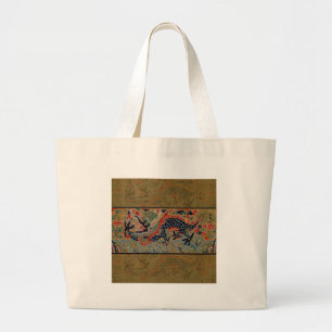 Chinese Dragon Symbol Antique Asian Large Tote Bag