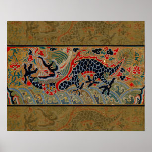 Chinese Dragon Symbol Antique Asian Poster