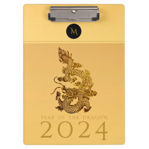 Chinese Dragon Year 2024 Elegant Monogram Cb Clipboard