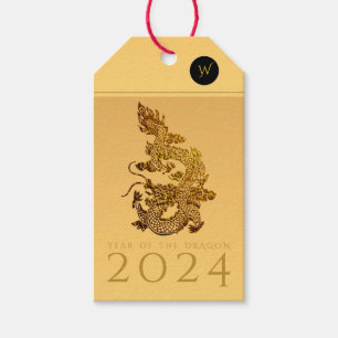 Chinese Dragon Year 2024 Elegant Monogram GTAG Gift Tags