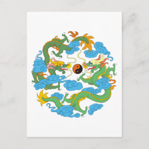 Chinese Dragon Yin Yang Postcard