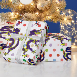 chinese dragons fantasy art collage sheet wrapping paper