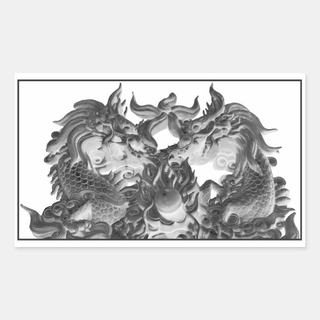 Chinese Dragons Rectangular Sticker (Front)