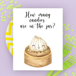 Chinese dumpling baby shower - how many candies poster