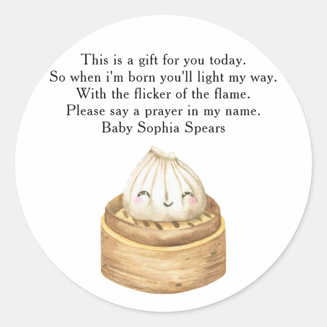Chinese dumpling Prayer Candle Label (Front)