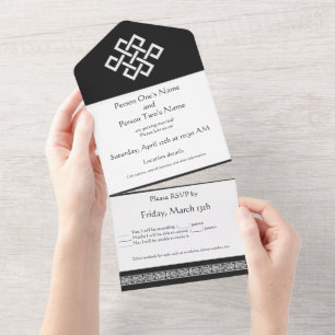 Chinese Elegance in Black All In One Invitation