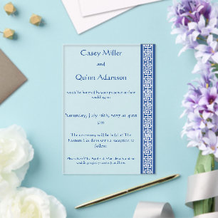 Chinese Elegance in Blue Acrylic Wedding  Invitations