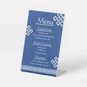 Chinese Elegance in Blue Pedestal Sign