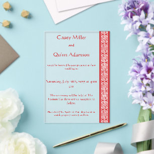 Chinese Elegance in Cherry Acrylic Wedding Invitations