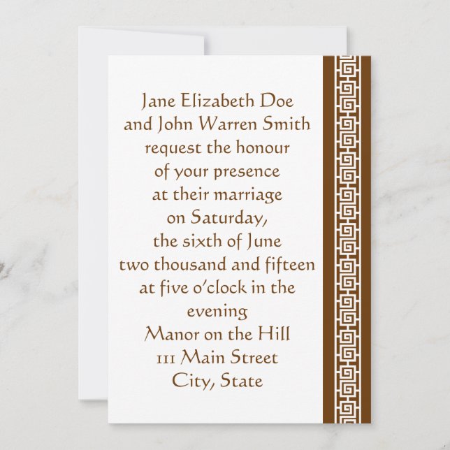 Chinese Elegance in Chocolate Wedding Invitation (Front)