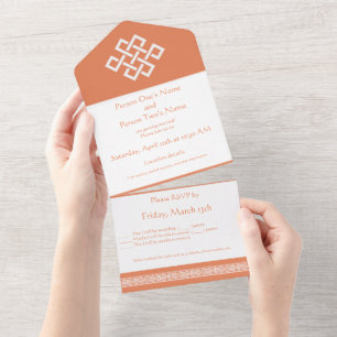 Chinese Elegance in Coral All In One Invitation