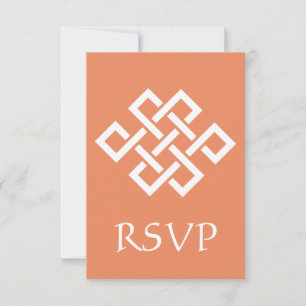 Chinese Elegance in Coral RSVP Card