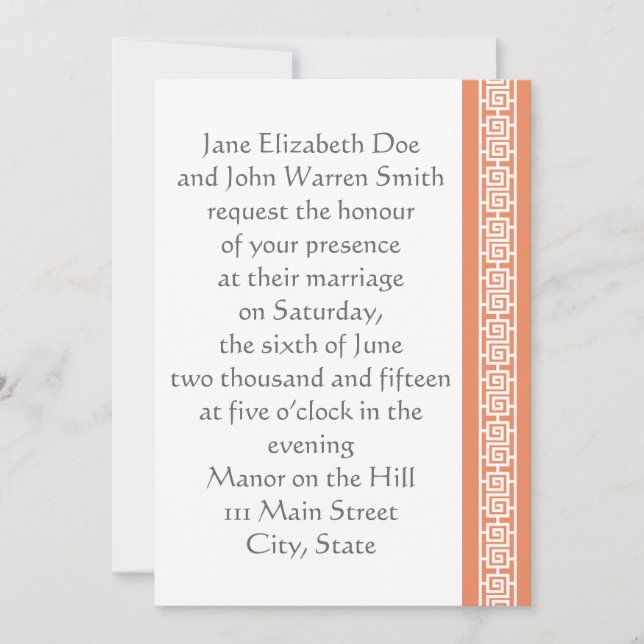 Chinese Elegance in Coral Wedding Invitation (Front)