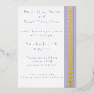 Chinese Elegance in Lavender Foil Invitation