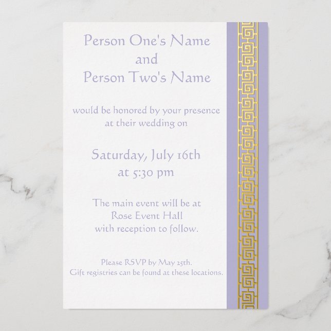 Chinese Elegance in Lavender Foil Invitation (Front)