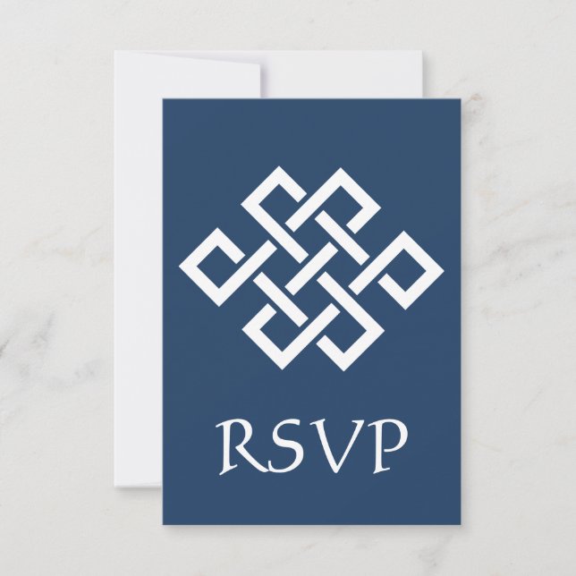 Chinese Elegance in Navy RSVP Card (Front)