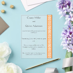 Chinese Elegance in Orange Acrylic Wedding Invitations