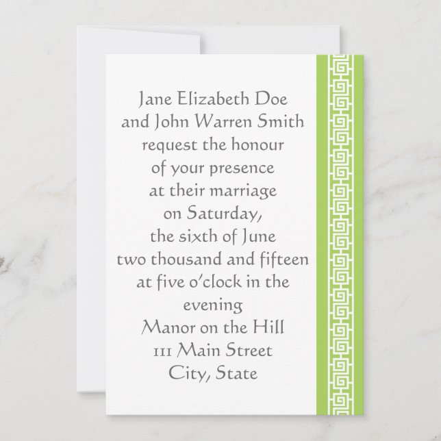 Chinese Elegance in Peridot Wedding Invitation (Front)