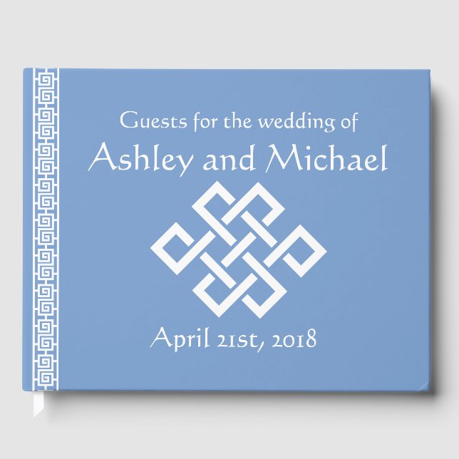 Chinese Elegance in Periwinkle Guest Book (Front)