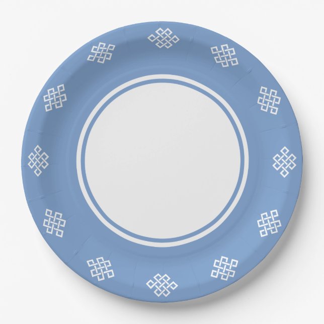 Chinese Elegance in Periwinkle Paper Plate (Front)