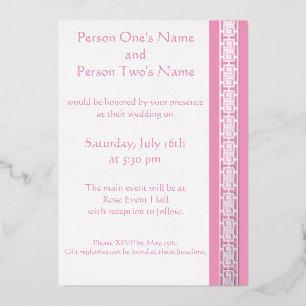 Chinese Elegance in Petal Pink Foil Invitation