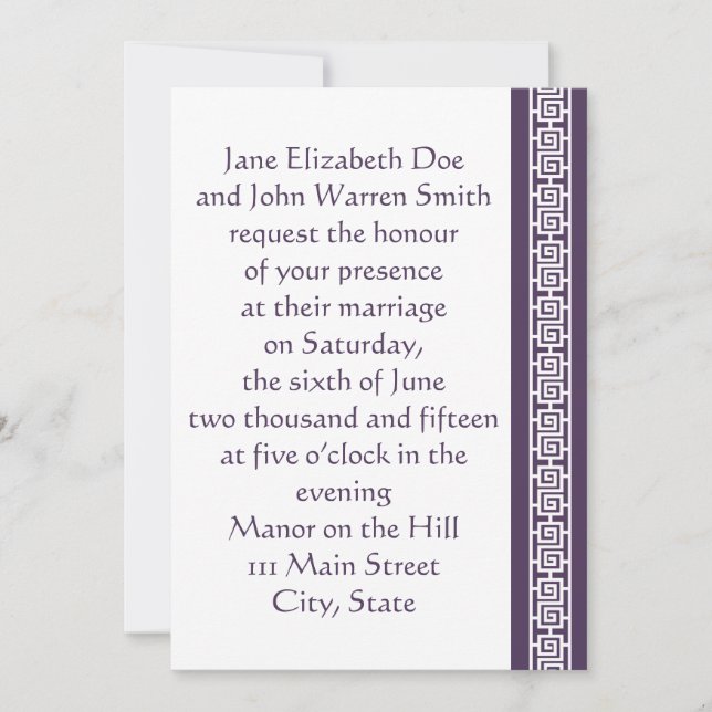 Chinese Elegance in Purple Wedding Invitation (Front)