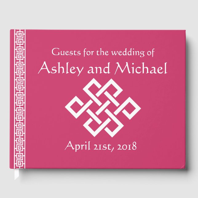 Chinese Elegance in Raspberry Guest Book (Front)
