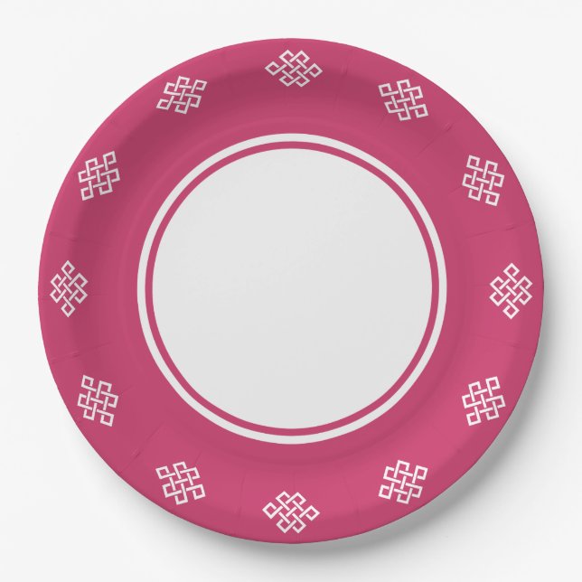 Chinese Elegance in Raspberry Paper Plate (Front)