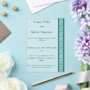 Chinese Elegance in Teal Acrylic Wedding Invitations