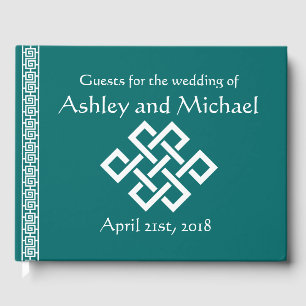 Chinese Elegance in Teal Guest Book