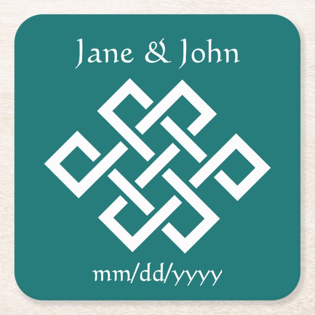 Chinese Elegance in Teal Paper Coaster (Front)