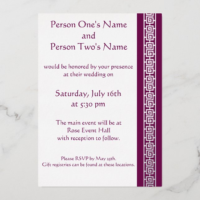 Chinese Elegance in Wine Foil Invitation (Front)