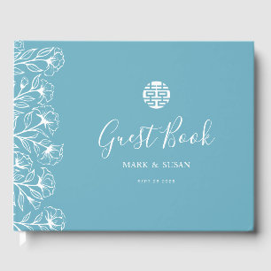Chinese Elegant Double Happiness Wedding Guest Book