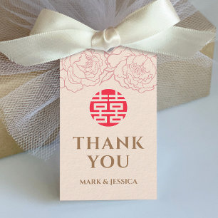 Chinese Elegant Double Happiness Wedding Tag