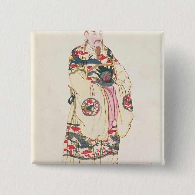 Chinese Emperor in Ceremonial Costume 15 Cm Square Badge (Front)