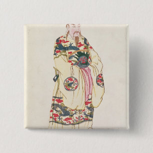 Chinese Emperor in Ceremonial Costume 15 Cm Square Badge