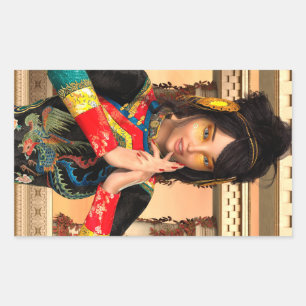 Chinese Empress Fantasy Portrait Art Rectangular Sticker