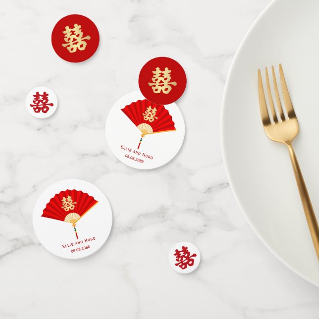 Chinese Fan and Double Happiness | Chinese Wedding Confetti (Group)