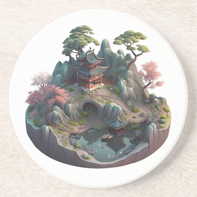 Chinese Fantasy 3D Landscape Sandstone Coaster (Front)