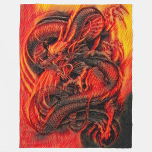 Chinese Fire Dragon Fleece Blanket