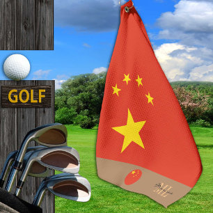Chinese flag & China monogrammed /golf Golf Towel